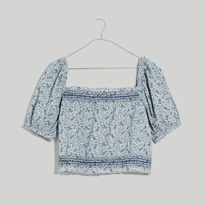 Madewell Jeanette Top in Florentine Floral Women’s Small Blue White Dainty